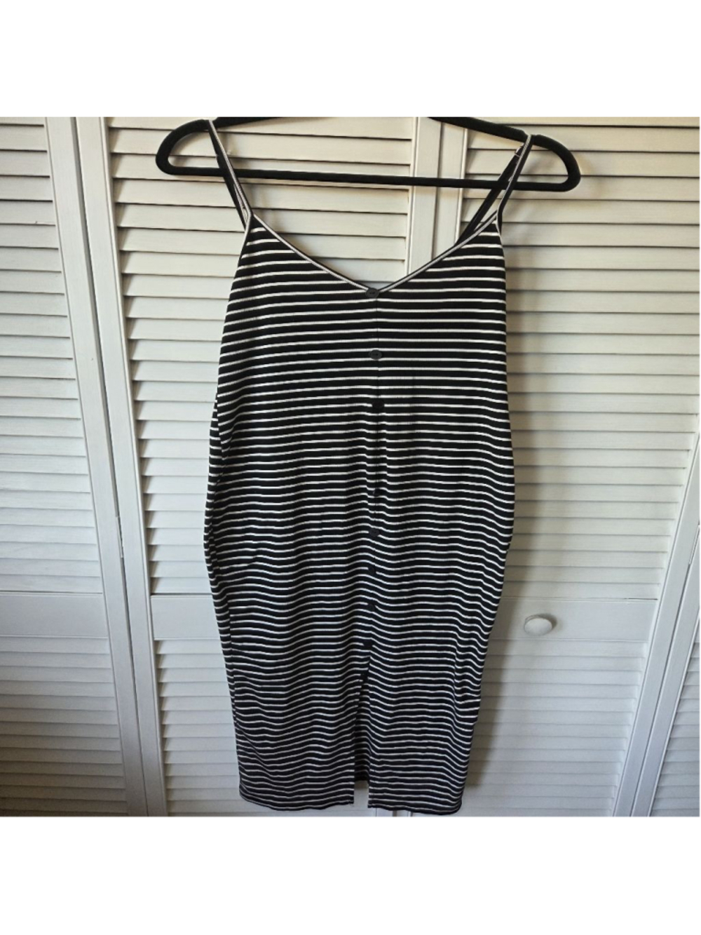 Women's SHEIN Black & White Striped Button-Front Midi Dress Size M